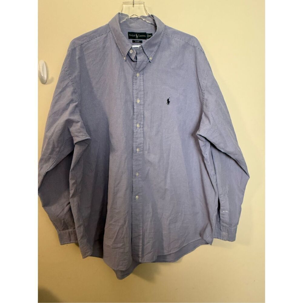 Ralph Lauren Blake 100% Cotton Blue Long Sleeve Button Down Shirt Men XXL